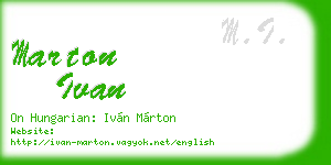 marton ivan business card