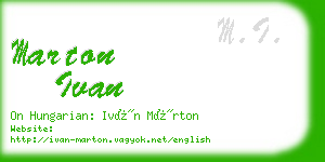 marton ivan business card